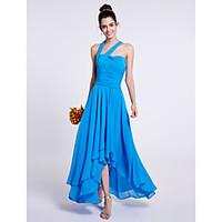 lan ting bride asymmetrical one shoulder bridesmaid dress lace up slee ...