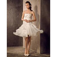 LAN TING BRIDE A-line Princess Wedding Dress - Classic Timeless Reception Little White Dress Knee-length Strapless Organza with