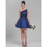 LAN TING BRIDE Short / Mini One Shoulder Bridesmaid Dress - Short Sleeveless Satin