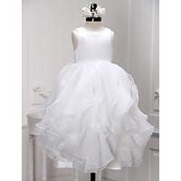 LAN TING BRIDE A-line Ankle-length Flower Girl Dress - Organza Scoop with Pleats Ruffles