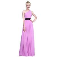 LAN TING BRIDE Floor-length One Shoulder Bridesmaid Dress - Elegant Sleeveless Chiffon