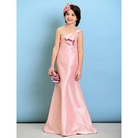 Lanting Bride Floor-length Taffeta Junior Bridesmaid Dress A-line One Shoulder with Bow(s)