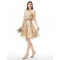 LAN TING BRIDE Knee-length Jewel Bridesmaid Dress - Sparkle Shine Sleeveless Sequined