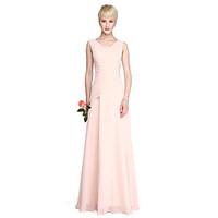 LAN TING BRIDE Floor-length V-neck Bridesmaid Dress - Elegant Sleeveless Georgette