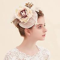 lace flax fabric net headpiece wedding special occasion fascinators bi ...