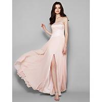 LAN TING BRIDE Floor-length Strapless Bridesmaid Dress - Furcal Sleeveless Chiffon Lace