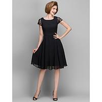 LAN TING BRIDE A-line Mother of the Bride Dress - Short Knee-length Short Sleeve Chiffon with Lace