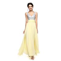 LAN TING BRIDE Ankle-length V-neck Bridesmaid Dress - Sparkle Shine Sleeveless Chiffon Sequined