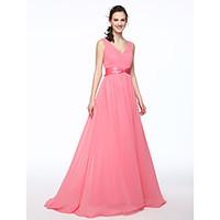 LAN TING BRIDE Floor-length V-neck Bridesmaid Dress - Elegant Sleeveless Chiffon