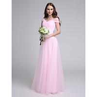 LAN TING BRIDE Floor-length Off-the-shoulder Bridesmaid Dress - Elegant Sleeveless Tulle