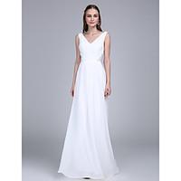 LAN TING BRIDE Floor-length V-neck Bridesmaid Dress - Open Back Sleeveless Chiffon