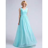 LAN TING BRIDE Floor-length V-neck Bridesmaid Dress - Open Back Sleeveless Chiffon