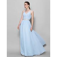 LAN TING BRIDE Floor-length Chiffon Bridesmaid Dress - A-line Straps with Criss Cross