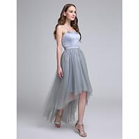 LAN TING BRIDE Asymmetrical Sweetheart Bridesmaid Dress - Elegant Sleeveless Satin Tulle