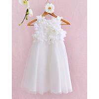 LAN TING BRIDE Ball Gown Knee-length Flower Girl Dress - Tulle Jewel with Flower(s)