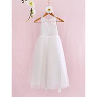 LAN TING BRIDE A-line Ankle-length Flower Girl Dress - Lace Jewel with Lace Bandage