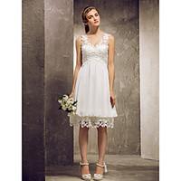 LAN TING BRIDE Knee-length V-neck Bridesmaid Dress - Mini Me Sleeveless Chiffon Lace