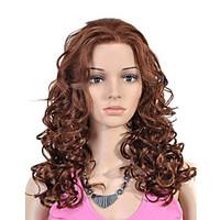 Lace Front Long Top Grade Quality Synthetic Brown Curly Hair Wig