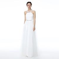 LAN TING BRIDE Floor-length Square Bridesmaid Dress - Elegant Sleeveless Tulle