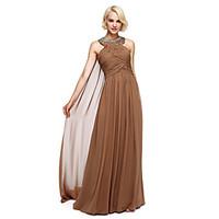 LAN TING BRIDE Floor-length Chiffon Bridesmaid Dress - Ball Gown Halter with Beading