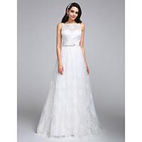 LAN TING BRIDE A-line Wedding Dress Floral Lace Floor-length Bateau Lace with Lace Sash / Ribbon