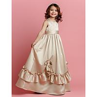 lan ting bride a line floor length flower girl dress satin jewel with  ...