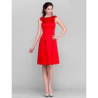 LAN TING BRIDE Knee-length Bateau Bridesmaid Dress - Short Sleeveless Satin