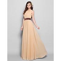 LAN TING BRIDE Floor-length Jewel Bridesmaid Dress - Elegant Sleeveless Chiffon