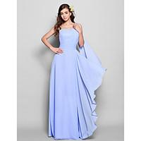 LAN TING BRIDE Floor-length Watteau Train One Shoulder Bridesmaid Dress - Elegant Sleeveless Chiffon