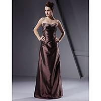 LAN TING BRIDE Floor-length Strapless Bridesmaid Dress - Open Back Sleeveless Taffeta