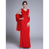 LAN TING BRIDE Trumpet / Mermaid Mother of the Bride Dress - Wrap Included Floor-length Sleeveless Chiffon with Pleats