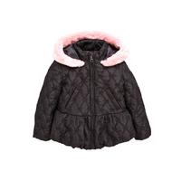 Ladybird Toddler Girls Bow Quilted Coat With Fur Trim