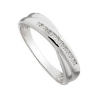 Ladies\' 9ct white gold diamond crossover wedding ring