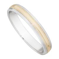 ladies 9ct two colour gold 3mm milgrain wedding ring