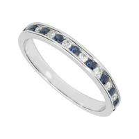 Ladies\' 9ct white gold diamond and sapphire wedding ring