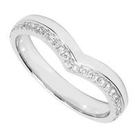 Ladies\' platinum 0.15 carat diamond wishbone wedding ring