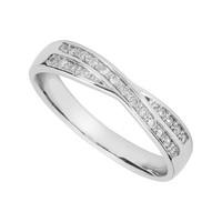 ladies 9ct white gold crossover wedding ring