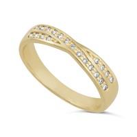 Ladies\' 9ct gold diamond crossover wedding ring