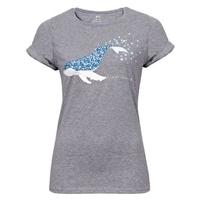 Ladies Flower Whale Tee - Grey Marl