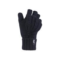 Ladies 1 Pair Heat Holders 2.3 Tog Heatweaver Yarn Fingerless Gloves with Converter Mitt