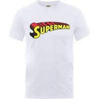 Large 9-11 Years White Dc Comic\'s Superman Telescopic Kid\'s T-shirt.