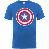 Large 9-11 Years Marvel Comics Captain America Distressed Shield Kid\'s T-shirt.