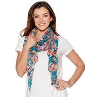 Ladies Pretty Smudge Floral Print Lightweight Scarf - Spearmint