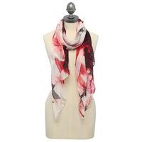 Ladies flower print and mini sequin lightweight rectangular scarf size 184 x 75cm - Red