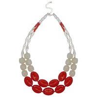 ladeis colour block beaded necklace red