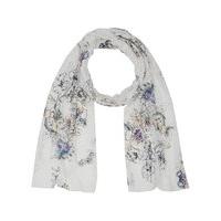 Ladies Floral Print Jersey Lightweight Scarf - Ivory