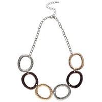 Ladies metallic ring short length multi ring statement necklace - Multicolour