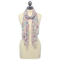 Ladies Botanical Print Soft Silk Feel Lightweight Scarf 180 x 50cm - Pink