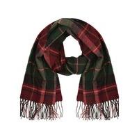 Ladies Tartan Red Green Check Super Soft Blanket Scarf With Fringes - Multicolour