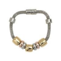 Ladies Mesh And Bead Magnetic Clip Bracelet - Silver